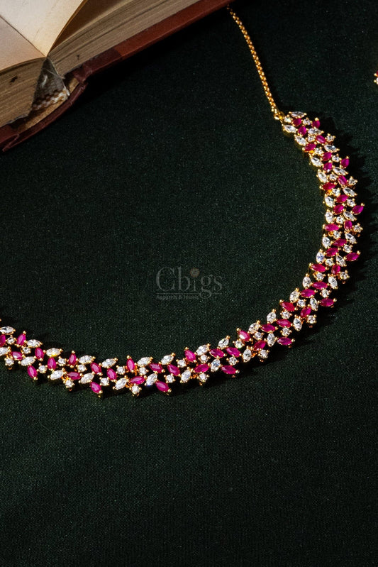 Ruby Leafline Diamond Crush Necklace Set