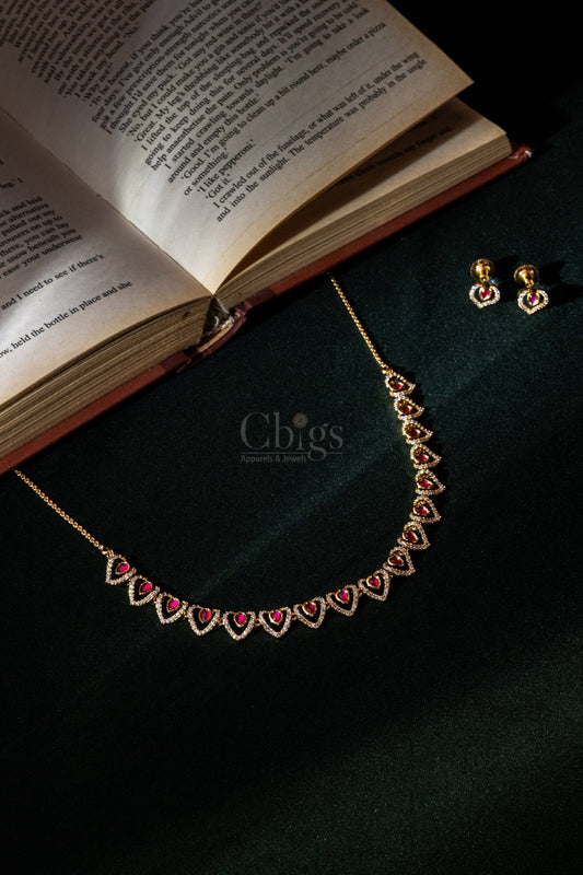 Ruby Heartline Diamond Crush Necklace Set