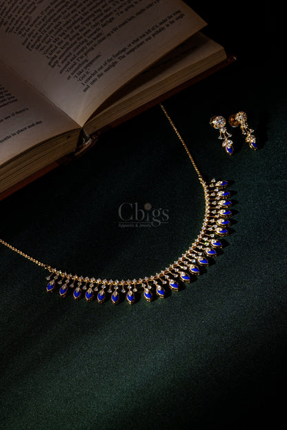 Sapphire Fan Diamond Crush Necklace Set