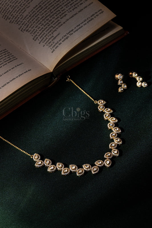 Pear Bloom Cascade Diamond Crush Necklace Set