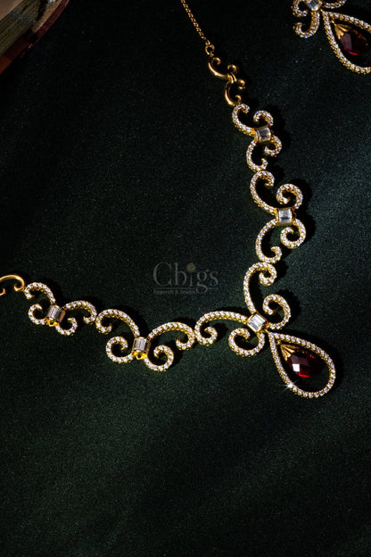 Ruby Scroll Vine Diamond Crush Necklace Set