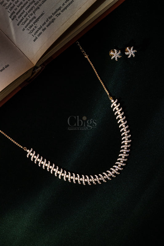 Crystal Featherline Diamond Crush Necklace Set