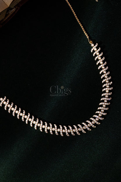 Crystal Featherline Diamond Crush Necklace Set
