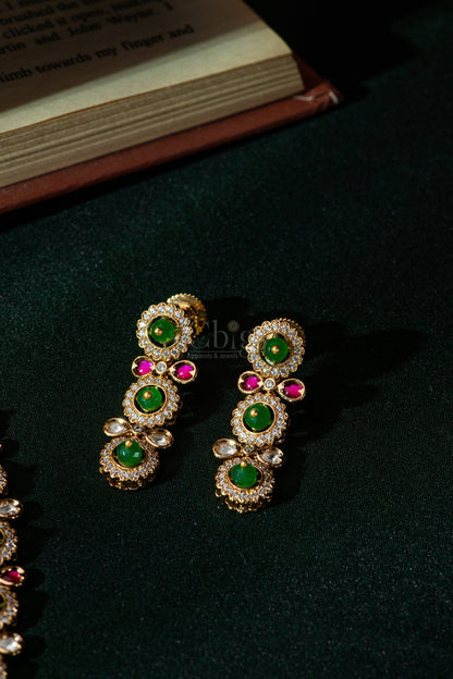 Emerald Ruby Rosette Diamond Crush Necklace Set