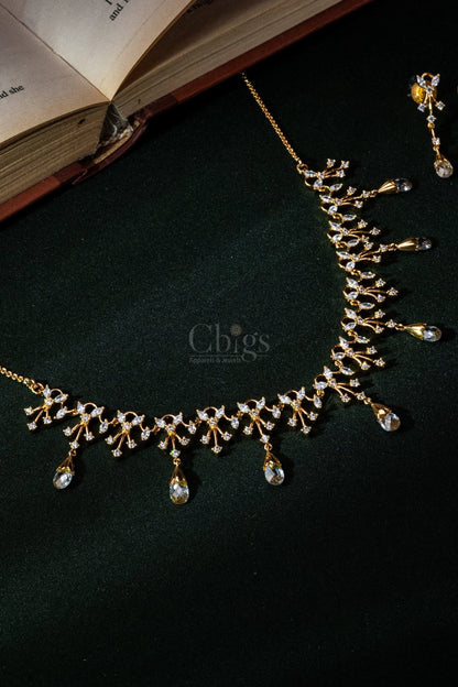 Crystal Vine Drop Diamond Crush Necklace Set