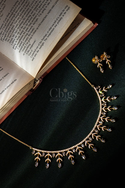 Crystal Sprig Diamond Crush Necklace Set