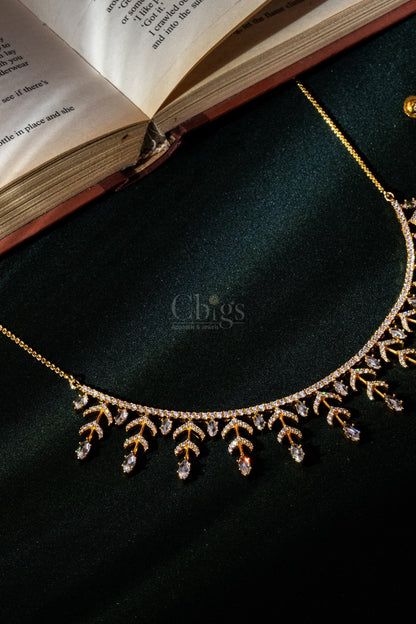 Crystal Sprig Diamond Crush Necklace Set