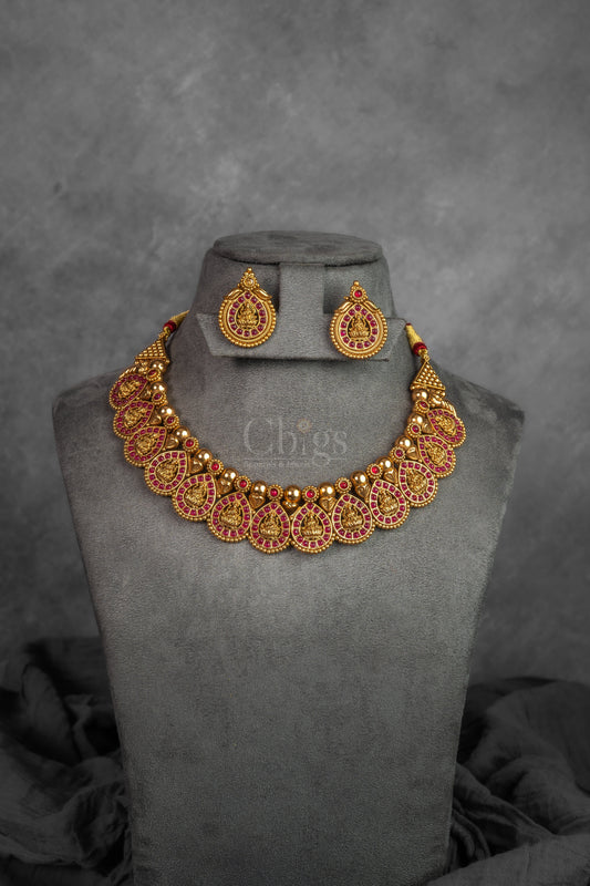 Lakshmi Teardrop Antique Necklace Set