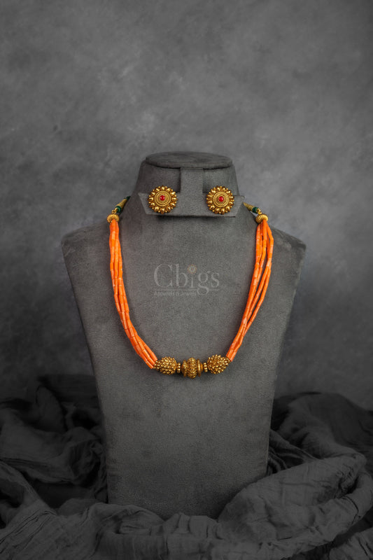 Coral Antique Necklace Set
