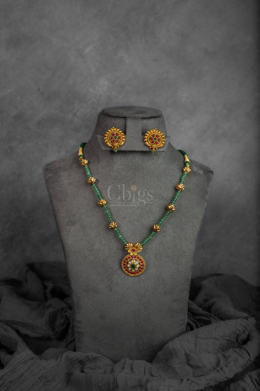 Green Bead Antique Necklace Set