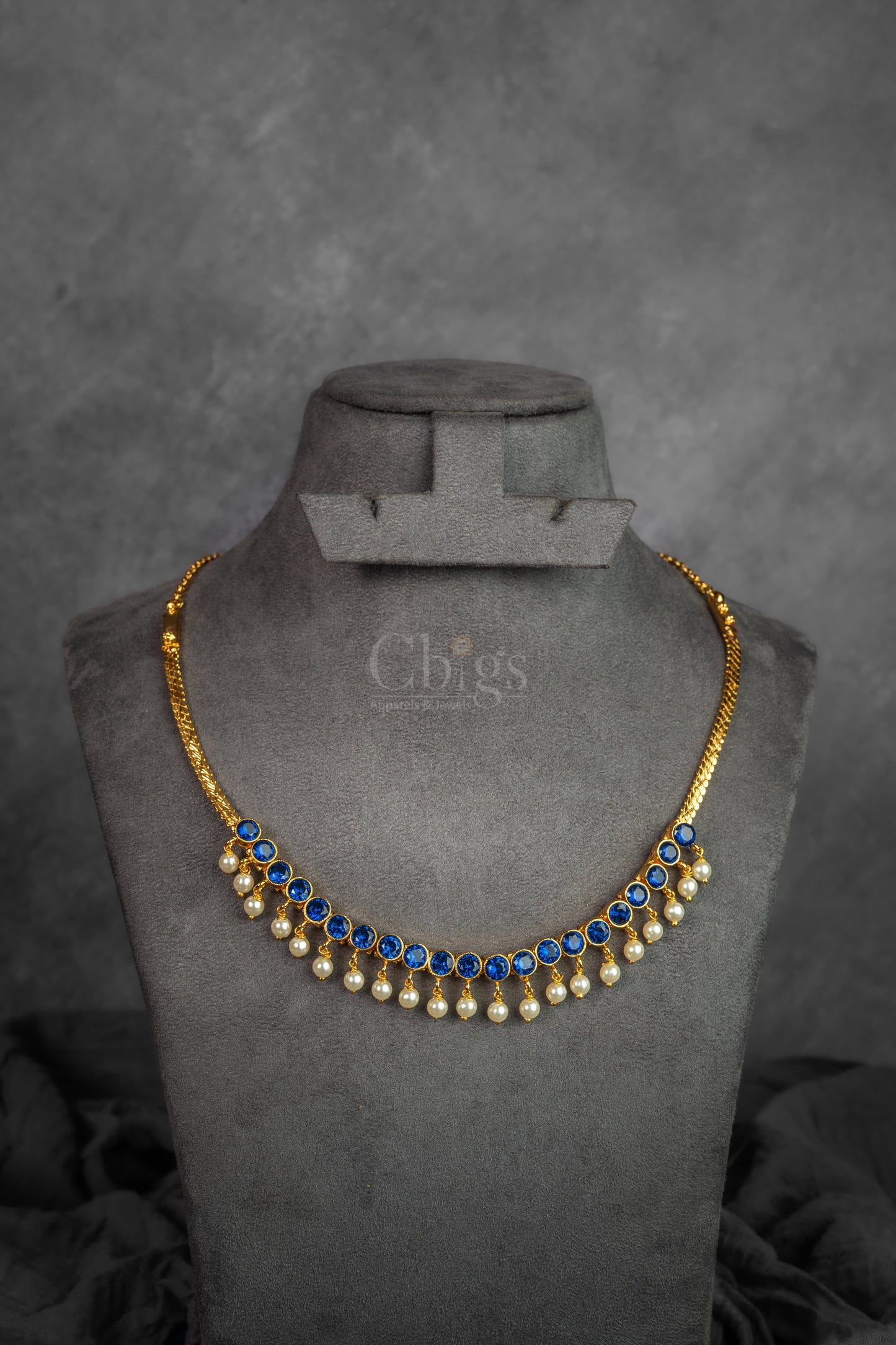 Blue Kemp Drop Necklace Set