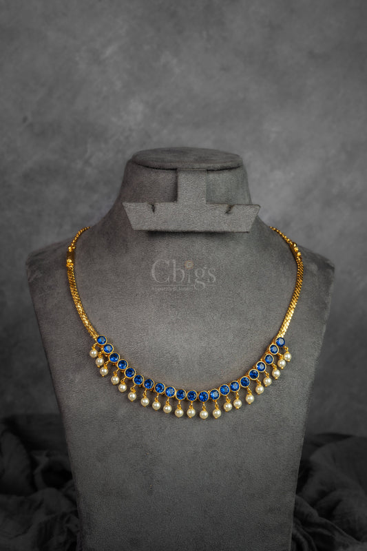 Blue Kemp Drop Necklace Set