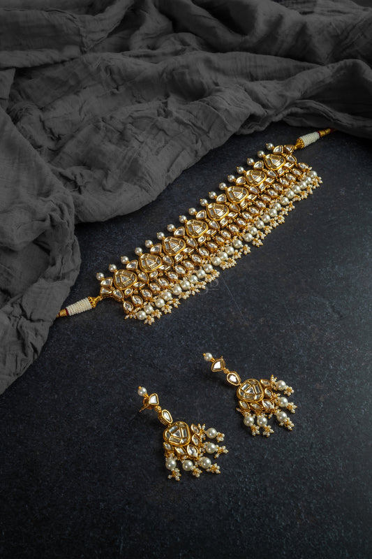 Grand Pearl Kundan Choker Set (KDN-72)