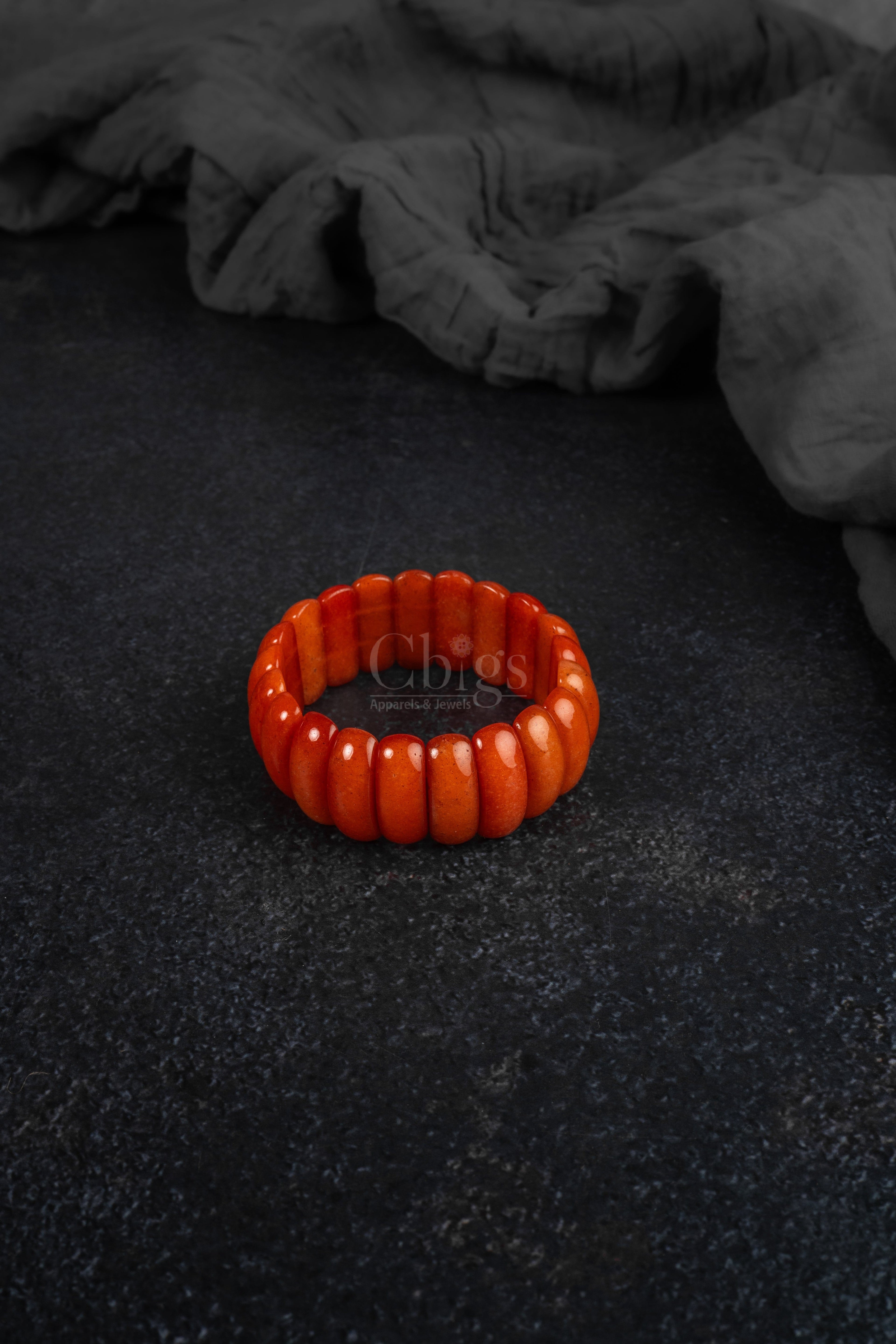 Coral Beaded Stretch Bracelet